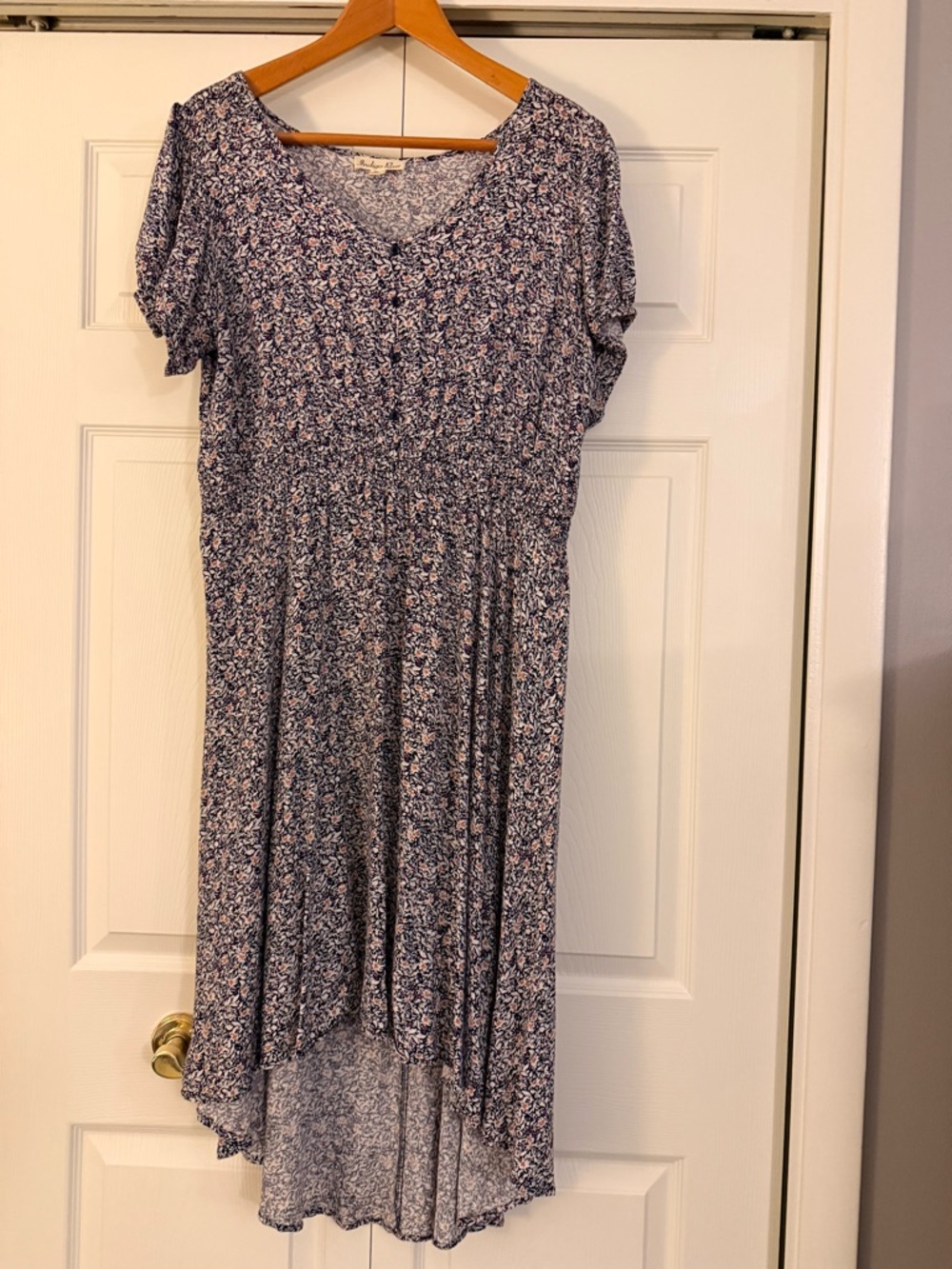 Floral Midi Dress in Blue and White - Comfort Styles